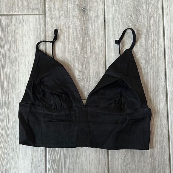 Zara black silky crop top - Picture 1 of 3